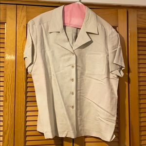 Beige linen/rayon shirt sleeve top - 16